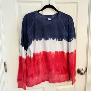 Women’s Old Navy Lightweight Crewneck Tie Dye Size Medium Red White and Blue